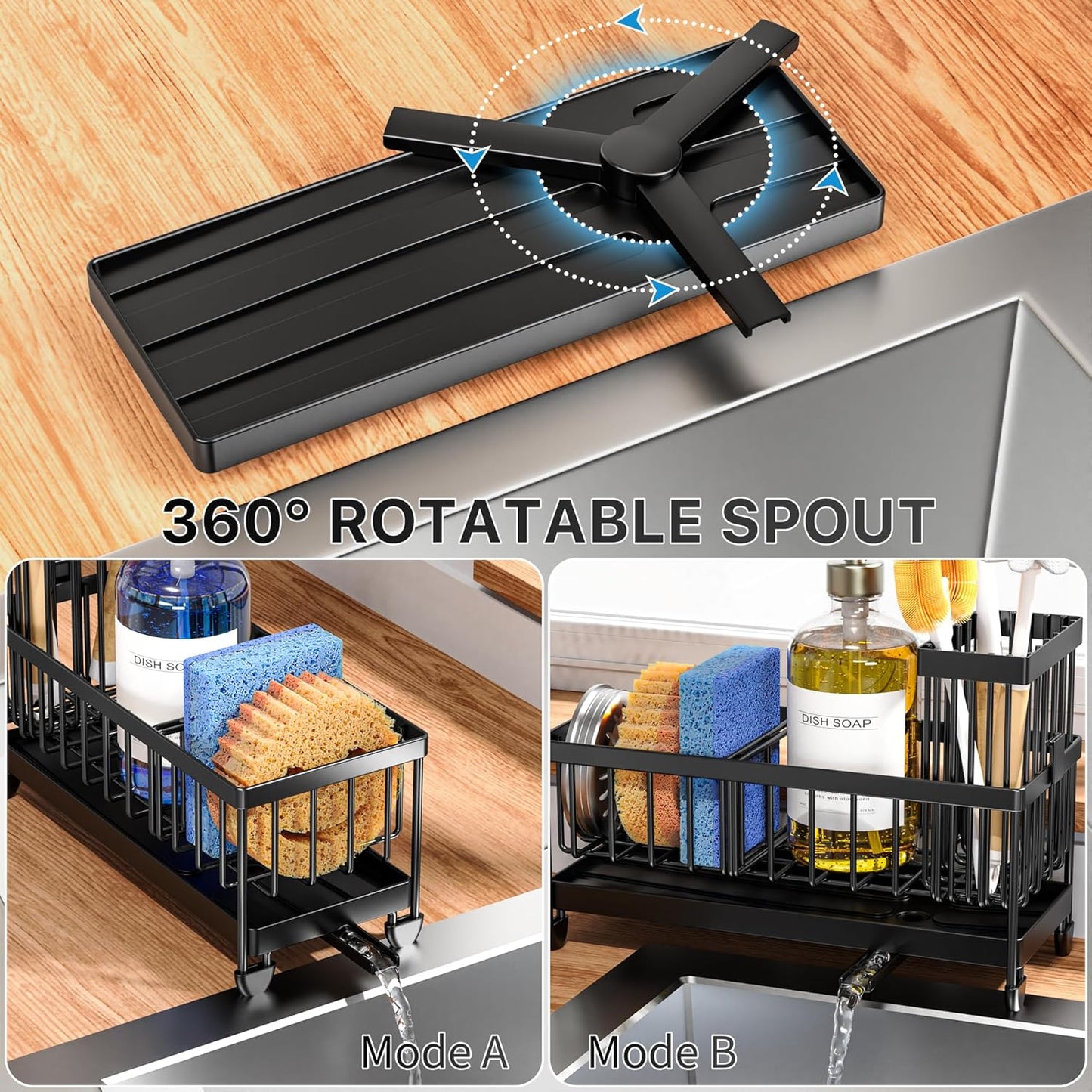 2-Tier Kitchen Sink Organizer – Rustproof Stainless Steel Storage Rack with Drain Tray