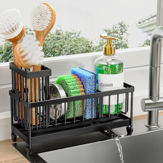 2-Tier Kitchen Sink Organizer – Rustproof Stainless Steel Storage Rack with Drain Tray